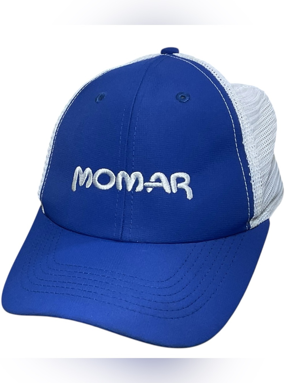Momar Inc Imperial Trucker Hat Blue White Mesh Snapback Embroidered Logo Cap